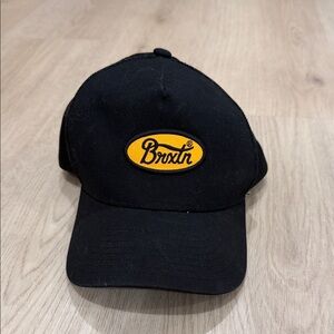 Brixton Black Hat with Gold Emblem